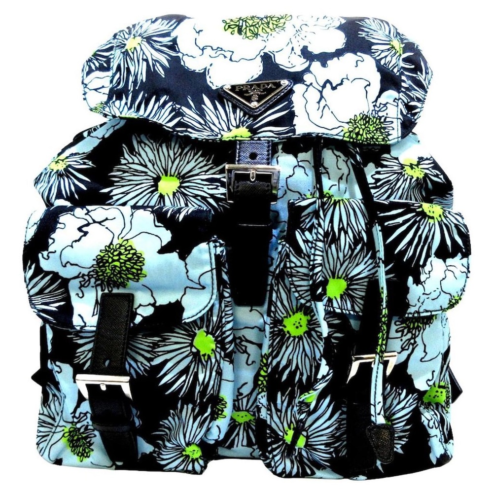 Prada Tesutto Stampato blue floral backpack